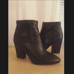 Black Leather Ankle Booties